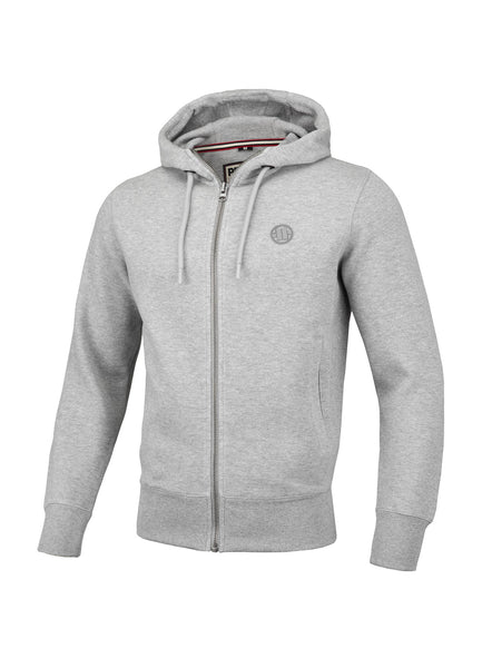 BLUZA ROZPINANA Z KAPTUREM  SMALL LOGO PREMIUM PIQUE SZARA - kup z Pit Bull West Coast Oficjalny Sklep 